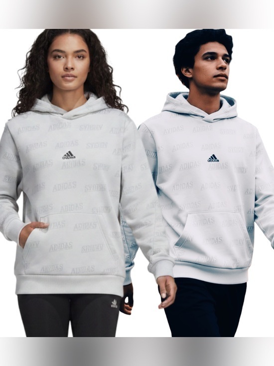 adidas Other - adidas Embossed All Over Graphic Love Hoodie KANGAROO Pocket Sz L NWT FIRM